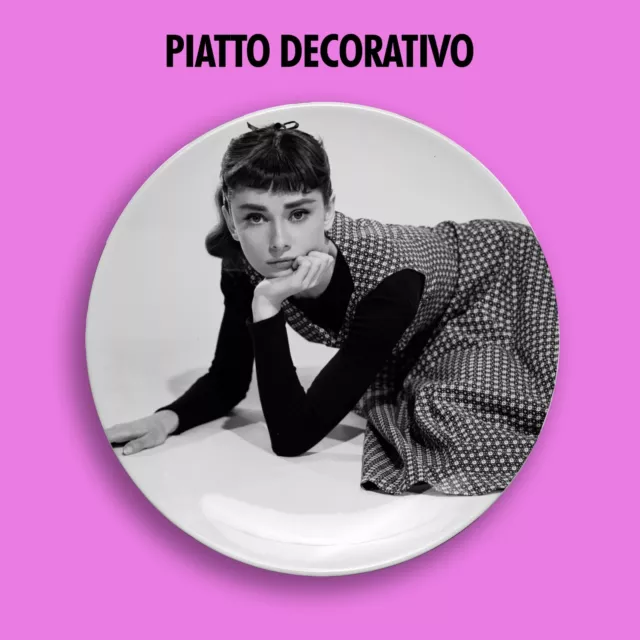 Piatto Decorativo Decorative Plate Audrey Hepburn Film Star Style Mito Arredo