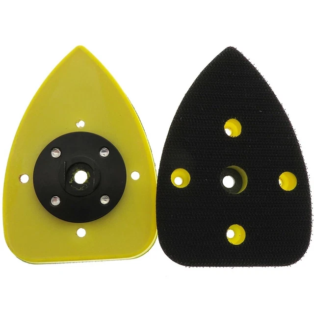 Almohadilla de lijado herramientas de lijado triangular amarillo + negro PU + disco de repuesto de metal