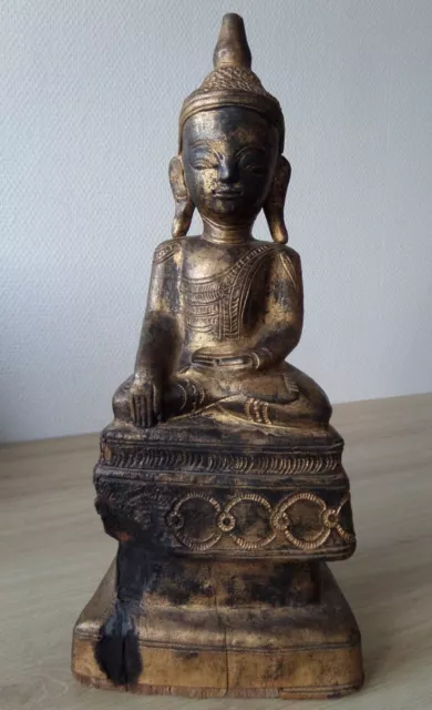Antique Ancien Burmese Shan BUDDHA BOUDDHA bois Birman Birmanie Burma Myanmar