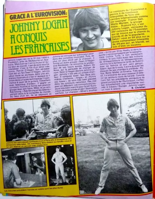 JOHNNY LOGAN =  1 page 1980 French CLIPPING