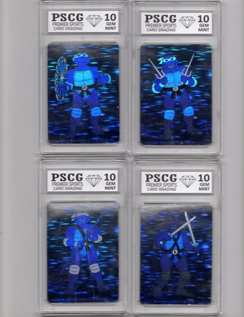 1991 Mirage Teenage Mutant Ninja Turtles Hologram 4 Card Lot Graded Gem Mint 10