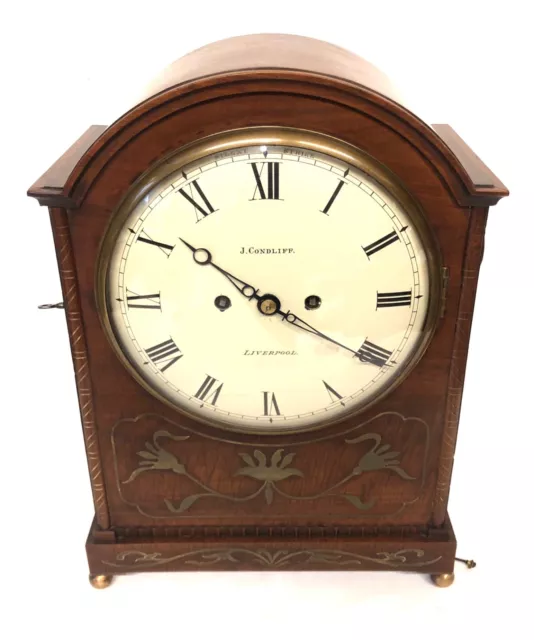 Antique Regency Brass Inlaid Mahogany Bracket Clock by J. CONDLIFF LIVERPOOL