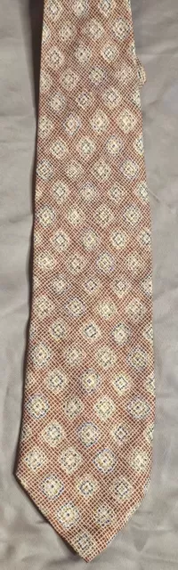 Fendi Pure Silk Tie Mens Classic Red Geometric