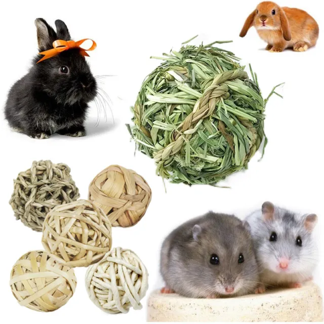 Guinea Pig Natural Grass Ball Pet Chew Toy Rabbit Hamster Pet Nibble Toys New