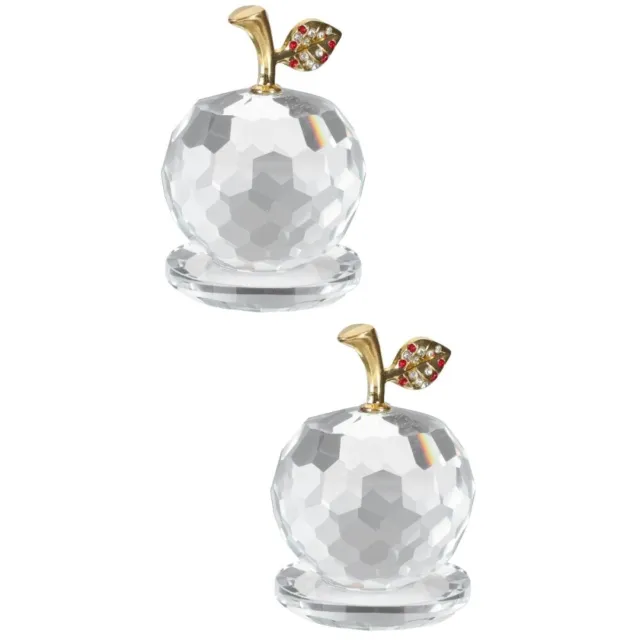 2 Pcs Kristall-Apfel-Ornament Glasfigur Kristallglas Kunst Zubehör