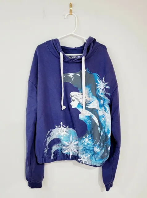 Disney Frozen Girls Blue Elsa Hoodie Sweatshirt Pullover SZ M 8