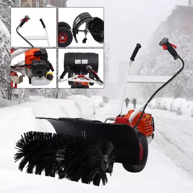 52cc Gas Power 2.5hp Sweeper Broom Driveway Turf Grass Cleaning Sweeping US