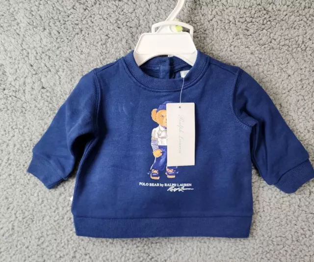 POLO RALPH LAUREN 2-Pc Polo Bear Sweatshirt & Striped Leggings Baby Girls 3Mos