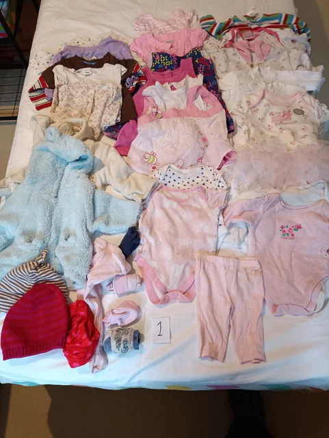 Bambina ❤️ Vestiti Pacchetto Grande 0-3 Mesi 🙂 33 Articoli Bambino Grow Tumper Cappotti 🙂1