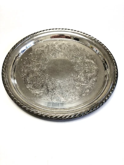 William WM ROGERS #471 Silver Plate 12.25" Round Serving Tray