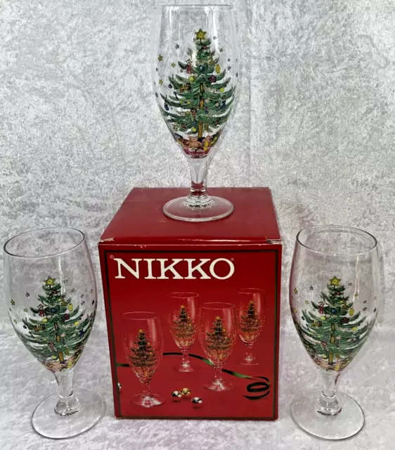 Nikko Christmas Tree Tea/Water Goblets~~Set of 3