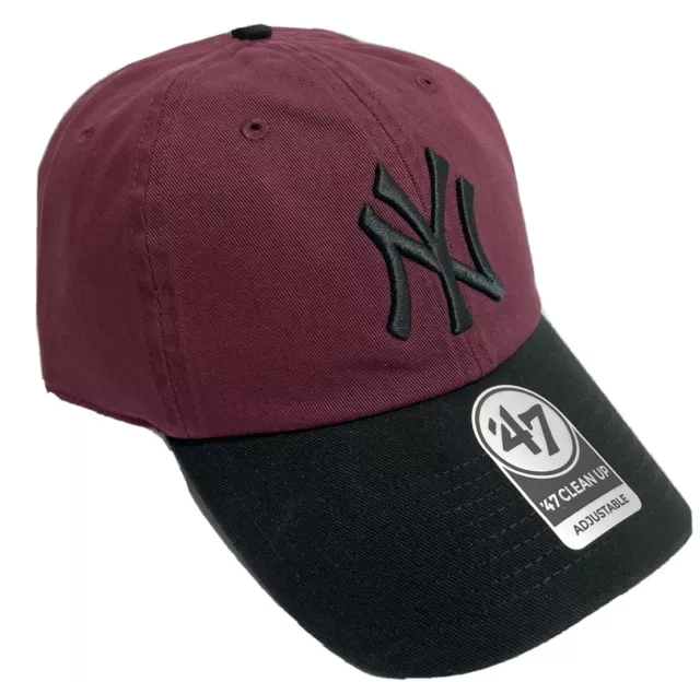 MLB New York Yankees ('47 Brand) Two Tone Clean Up Adjustable Hat Maroon Black