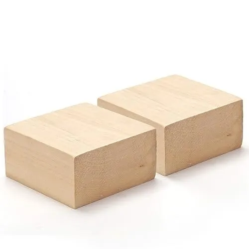 Paquete de 2 bloques de talla de madera baja sin terminar 4 x 4 x 2 pulgadas bajos sin terminar...