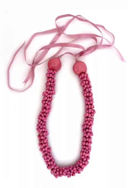 Hawaiian Popcorn Shell Choker Lei - Magenta 2