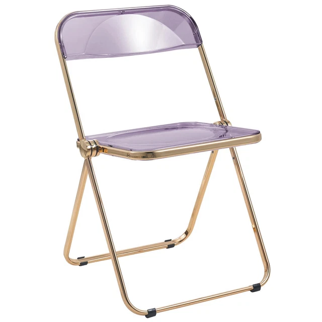 Leisuremod Lawrence Acrylic Folding Chair With Gold Metal Frame LFG19PU