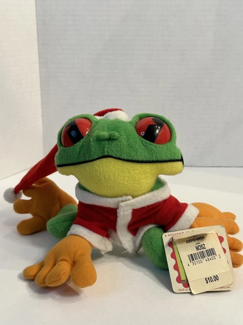 NOS CHA CHA Rainforest Cafe Frog W/Santa Hat NWT 9”