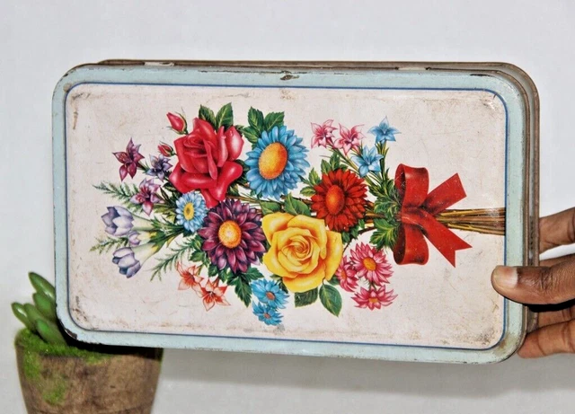 Vintage Shrinath Mithaiwala Floral Litho Print Caja de lata vacía Original...