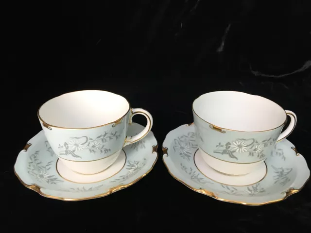 Pair of Old Royal Crown Derby Teacup/Saucers A1139 ALPINE