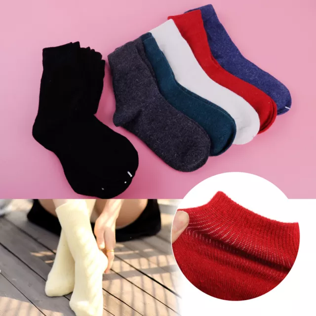 5 Pairs Women Wool Socks Casual Warm Soft Solid Winter Sport Socks Comforts rt