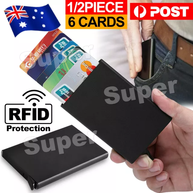 2X RFID Blocking Aluminum Slim Wallet ID Credit Card Holder Case Protector Purse