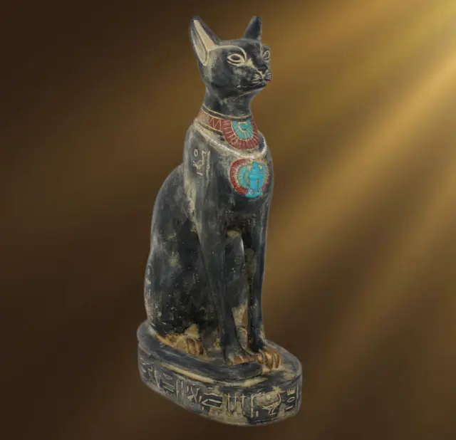 GROßE SELTENE ALTE ÄGYPTISCHE ANTIKE Bastet-Katze Bast Pharoh Statue Stein...