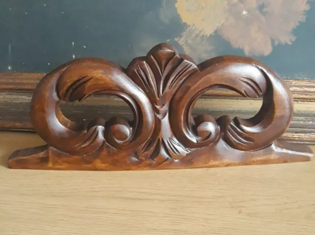 Vintage Small Curve Carved Wood Pediment