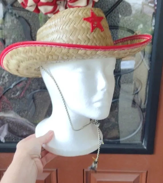 VINTAGE CHILDREN'S WESTERN Straw Costume Cowboy/Cowgirl Sheriff Hat ...