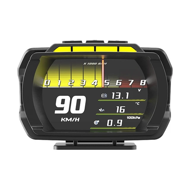 Upgrade Car Universal HUD HD Screen Head-up Display OBD II/GPS Dual System Support Google Map, Overspeed Warning Compass Engine Speed, Mileage, etc.(Q10