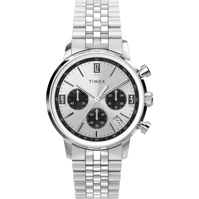 Timex Marlin Quartz Gmt (40 Mm) Quadrante Blu Sunray / Cinturino In Pelle Blu TW2Y47900 - First Class Watches™ A