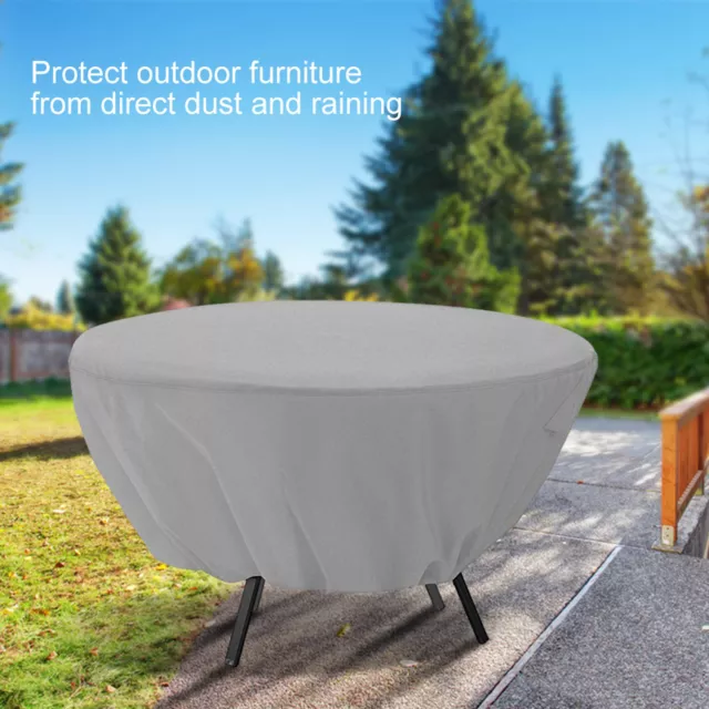 New (Gray)Round Table Dust Cover Outdoor Waterproof Garden Patio Furniture