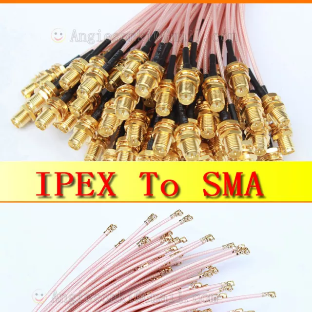 2X Mini PCI U.FL / IPX IPEX to RP-SMA Antenna WiFi Pigtail Cable