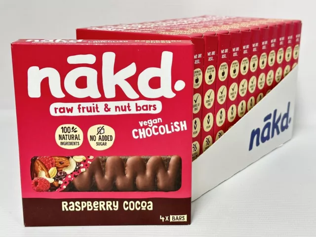 Nakd Raspberry Chocolish Fruit & Nut Bars Vegan Chocolate Alternative 48 X 30g