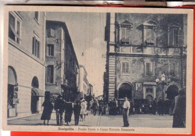 Cartolina  Senigallia Fp Non   Viaggiata Anni 10/20 Piazza Roma  E Corso Animati