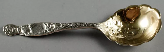 Whiting Heraldic Sterling Silver Berry Spoon Embossed Bowl