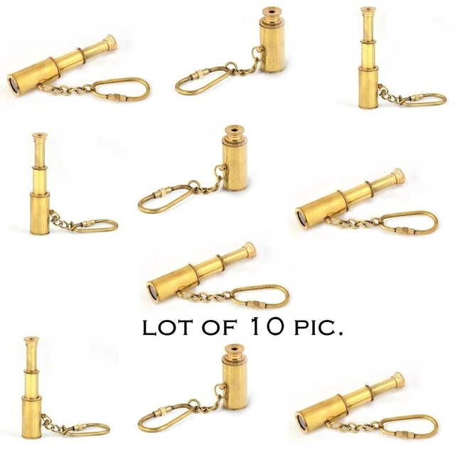 BRASS_KEYCHAIN_TELESCOPE_MARINE_SPYGLASS_KEY_CHAIN_KEY_RING LOT DE 10
