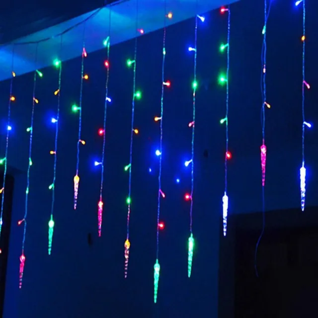 96LED Icicle Hanging Curtain String Lights Fairy Christmas Party Decor Outdoor