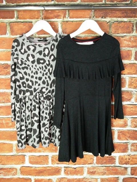 Girls Bundle Age 6-7 Years George M&S Dress Long Sleeved Leopard Grey Kids 122Cm