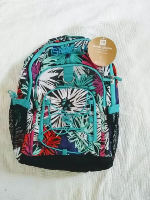 New! Pottery Barn Teen GEAR UP girls BACKPACK monogram ISABELLA teal black