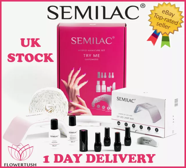 Semilac Starter Geschenkset Kit Try Me 36W UV/LED Lampe Nagel Gel Politur Einweichen