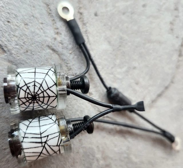 Bobinas para máquina de tatuaje de 1" 8-32 8 envolturas lavadoras transparentes cubierta de tela de araña negra delantera
