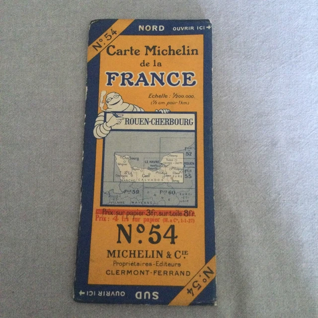 Ancienne Carte Routière Michelin N°35 - Aurillac-Cahors - Années 1920 - Publicité Renault