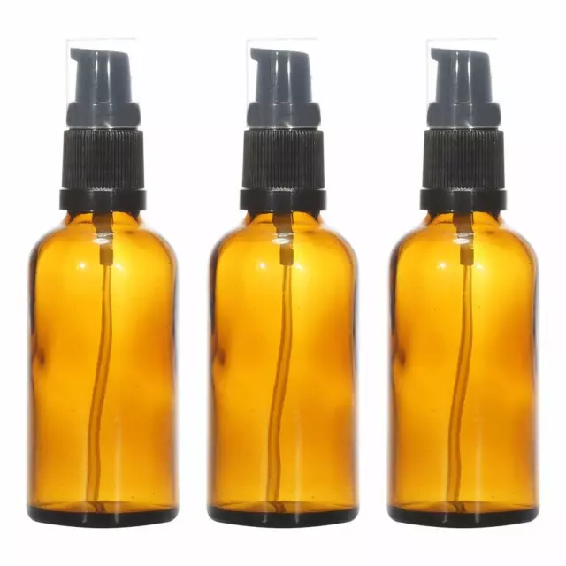 50Ml Vide Bouteille en Verre Noir Pompe Lotion Ambre Couleur Réutilisable
