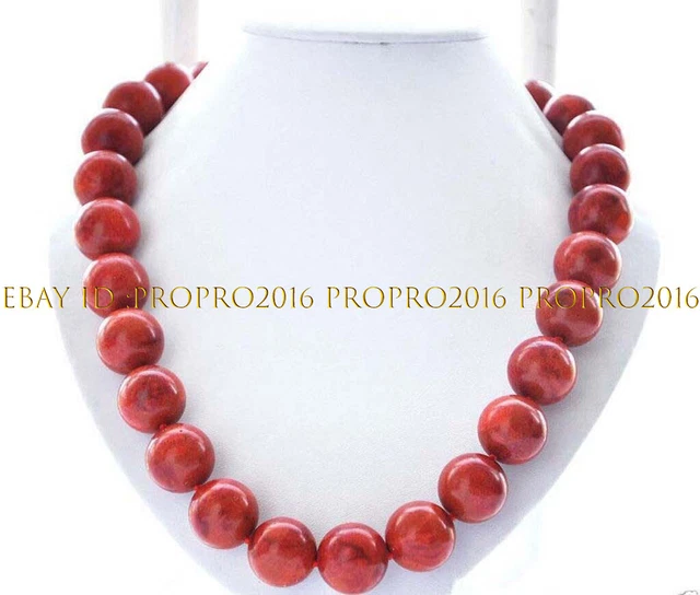 8/10/12/14mm Genuine Natural Red Grass Coral Round Gemstone Beads Necklace 18''