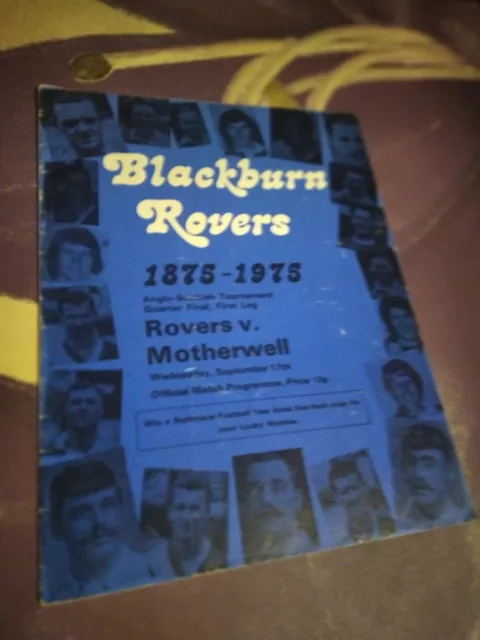 Blackburn Rovers v Motherwell Anglo Scottish cup Programme 17th Sept 1975