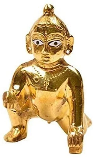 Indian Pure Brass Bal Gopal Lord Laddu Gopal Ji Lord Krishna Kanha God Idol 4 In