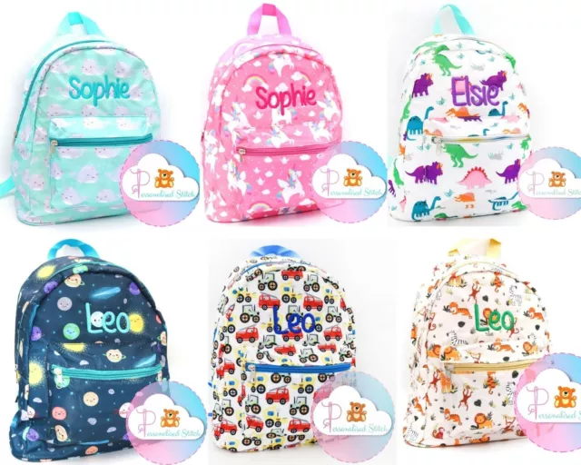 Personalised Name Kids Backpack Girls & Boys | Toddler Embroidered Nursery Bags