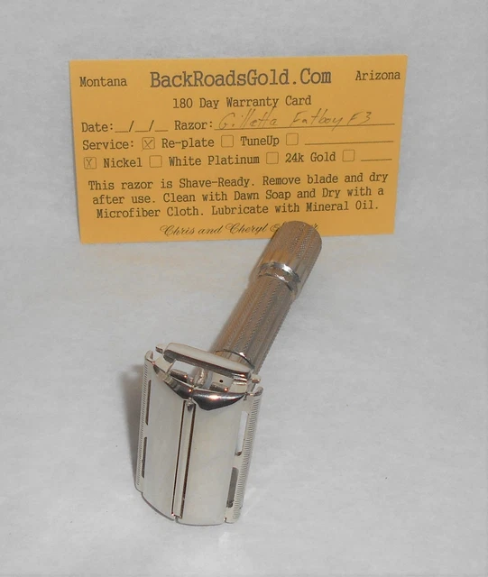 Gillette Fat Boy Razor 1960 TTO Adjustable Refurbished Replated Mirror Nickel F3