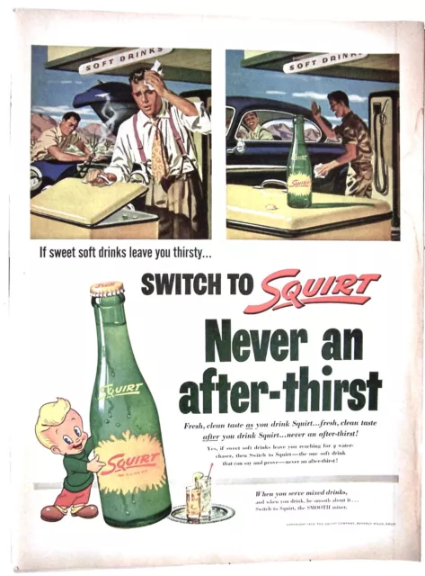 Squirt Vintage Soda Pop ad Switch to Squirt Never an after-thirst