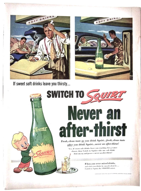 Squirt Vintage Soda Pop ad Switch to Squirt Never an after-thirst