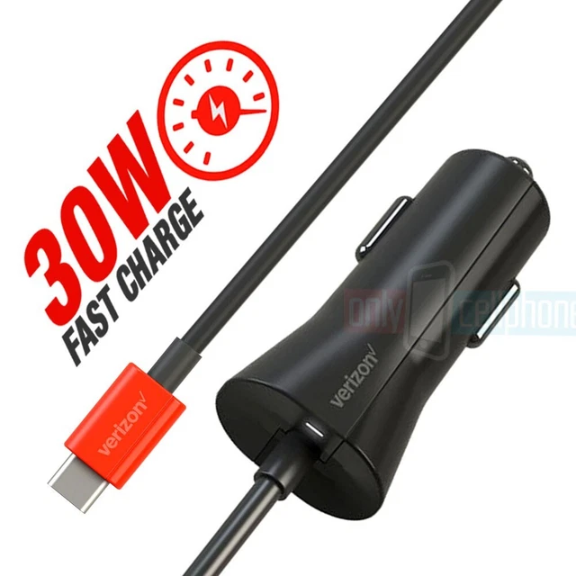 Verizon 30W Fast Charge Type-C Car Charger for Samsung S23/S22/S21/S20/S10/Ultra